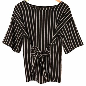 Tua Black and White Blouse Front Tie S